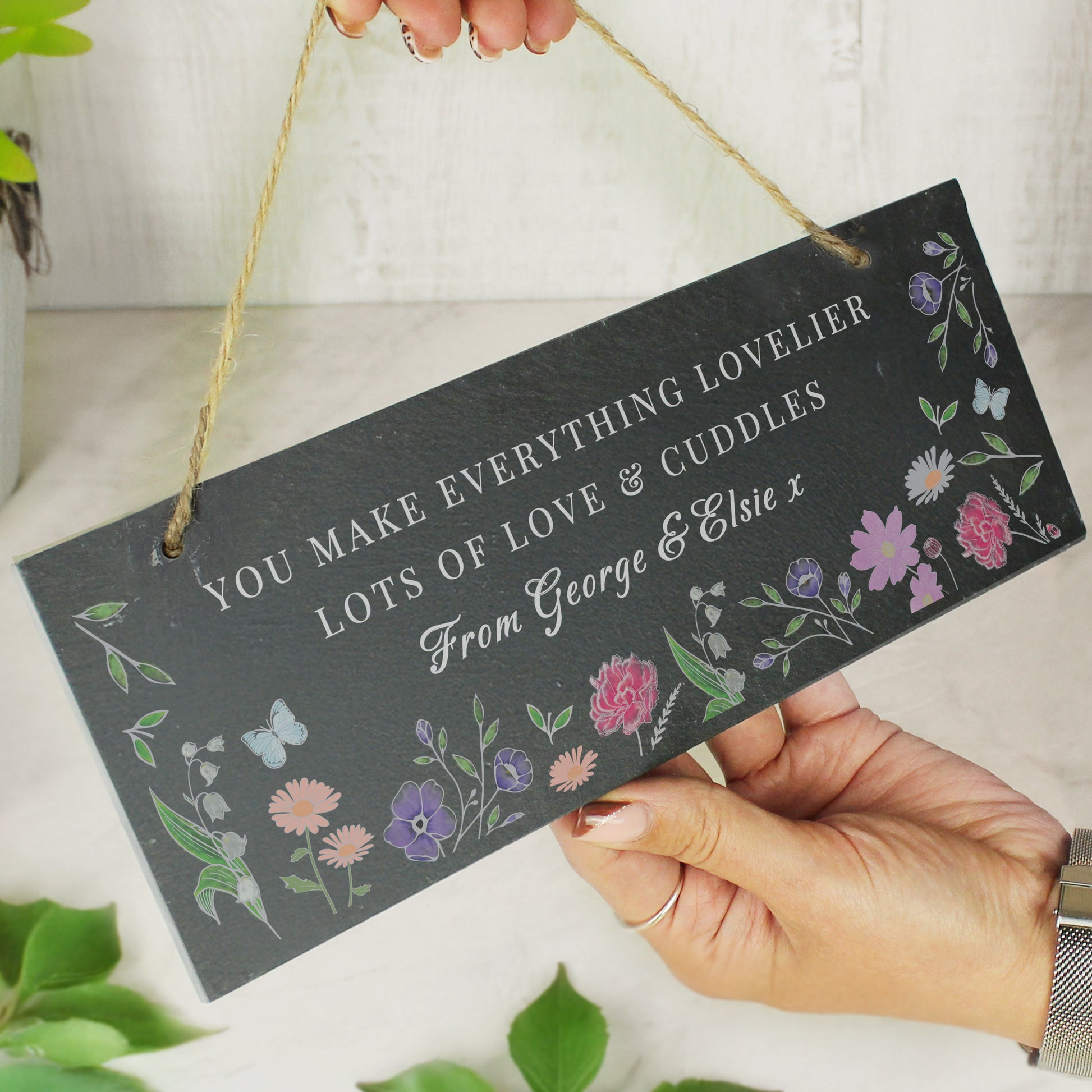 Personalised Wild Flowers Slate Garden Sign - MK&JD Gifts