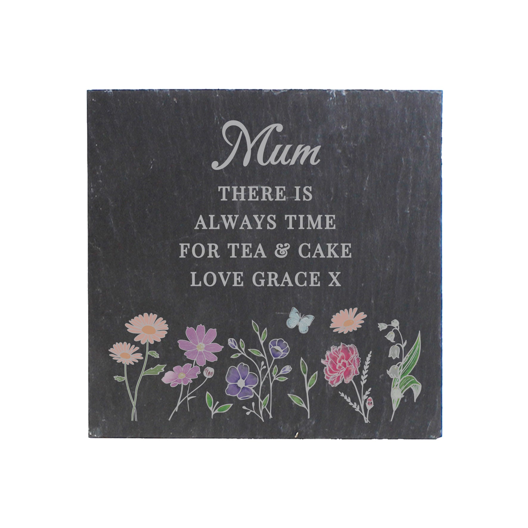 Personalised Wild Flowers Slate Coaster - MK&JD Gifts