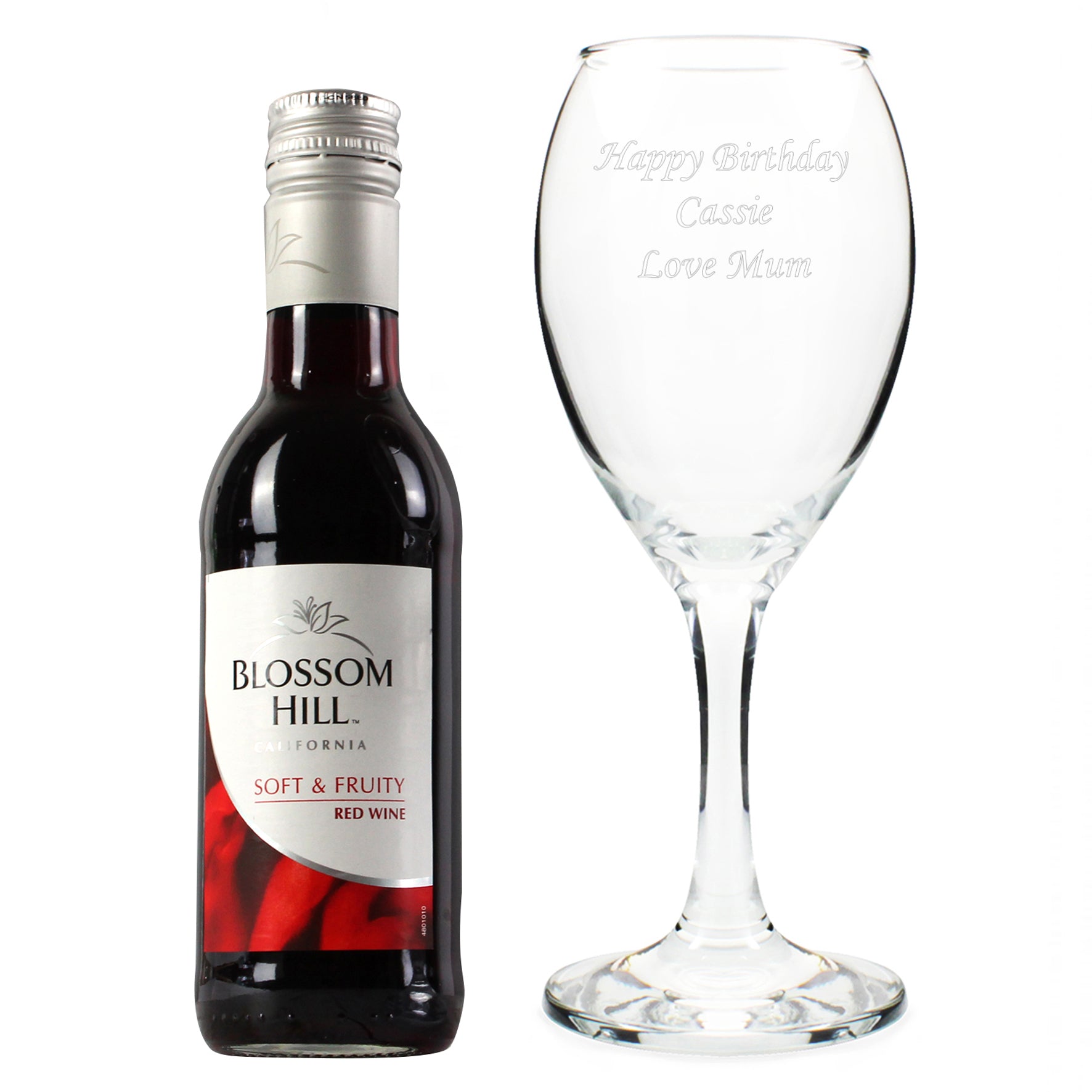 Personalised Red Wine & Wine Glass Set - MK&JD Gifts