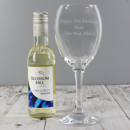 Personalised White Wine & Wine Glass Set - MK&JD Gifts