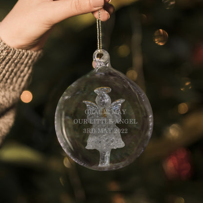 Personalised Glass Christmas Angel Bauble - MK&JD Gifts