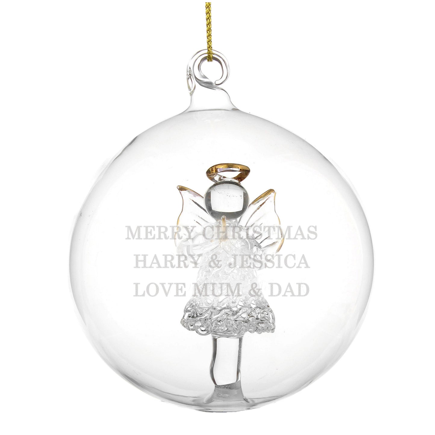 Personalised Glass Christmas Angel Bauble - MK&JD Gifts