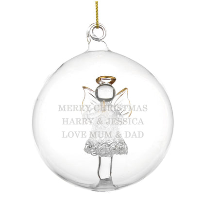 Personalised Glass Christmas Angel Bauble - MK&JD Gifts