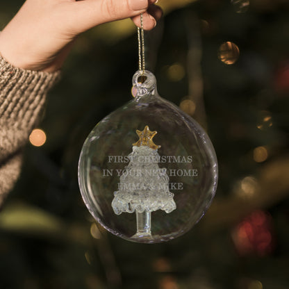 Personalised Glass Christmas Tree Bauble - MK&JD Gifts