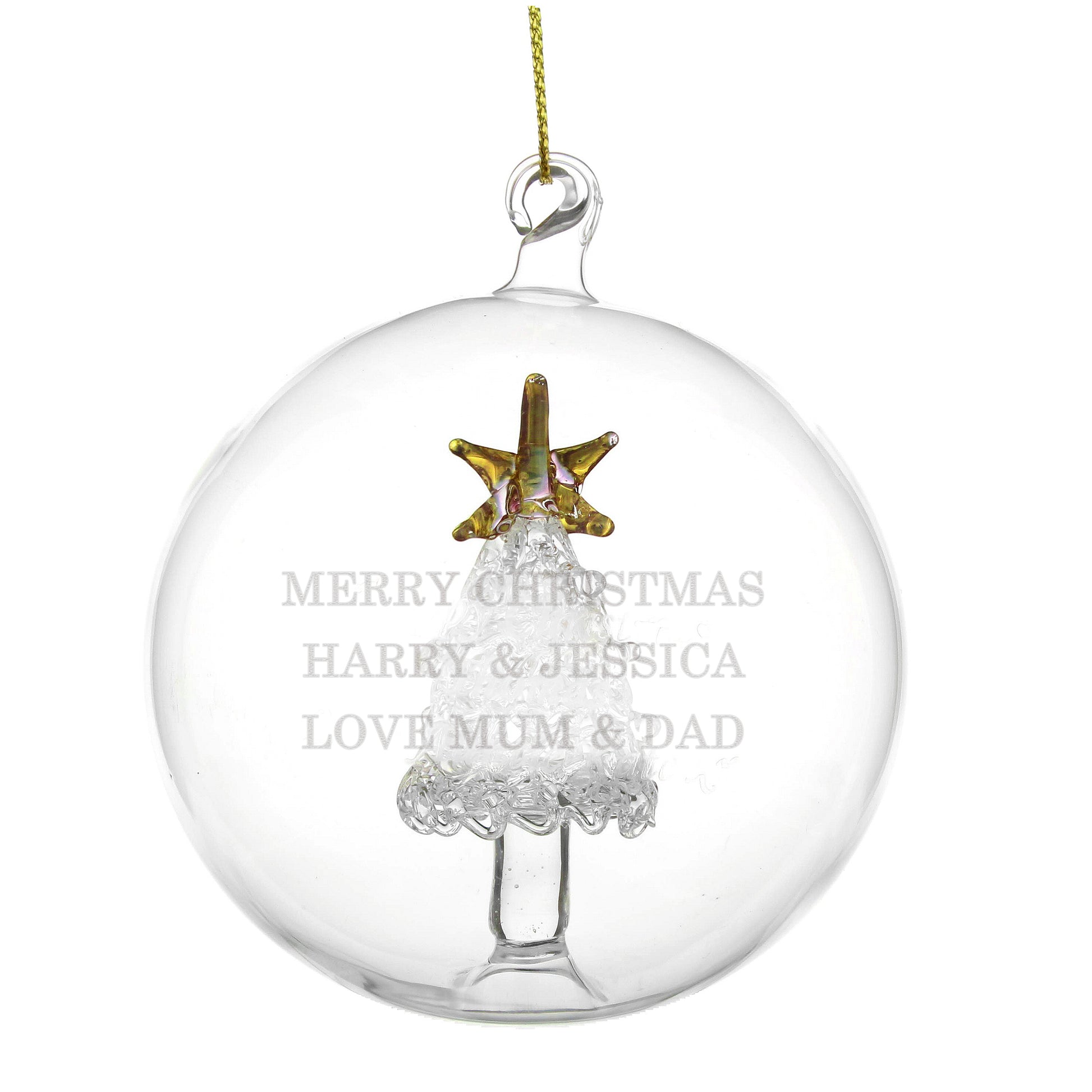 Personalised Glass Christmas Tree Bauble - MK&JD Gifts