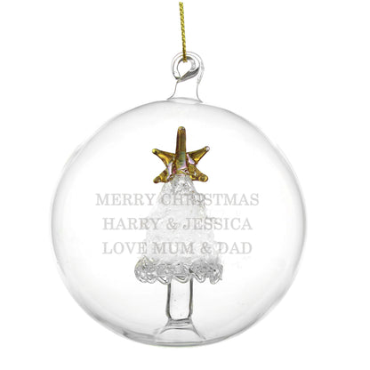 Personalised Glass Christmas Tree Bauble - MK&JD Gifts