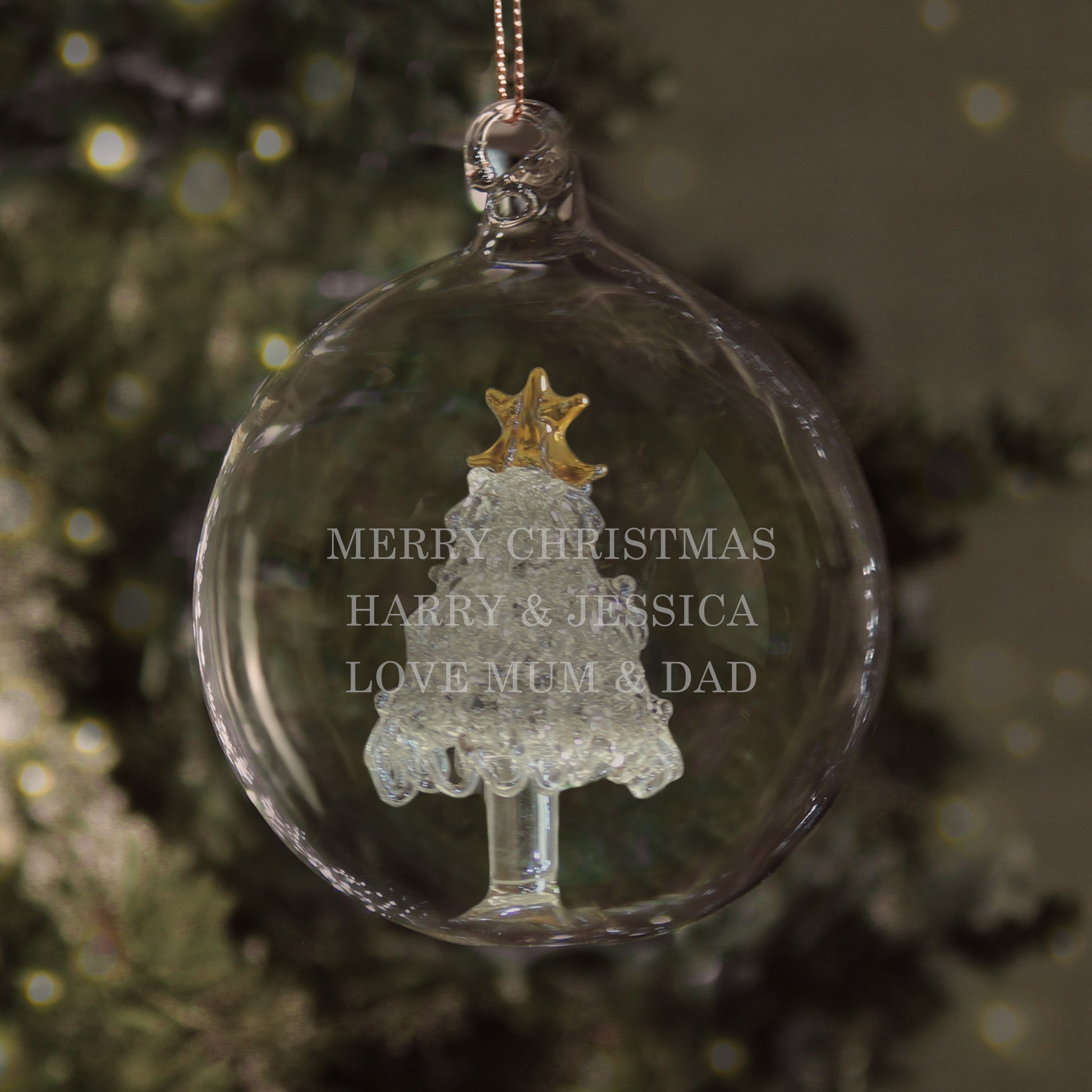 Personalised Glass Christmas Tree Bauble - MK&JD Gifts