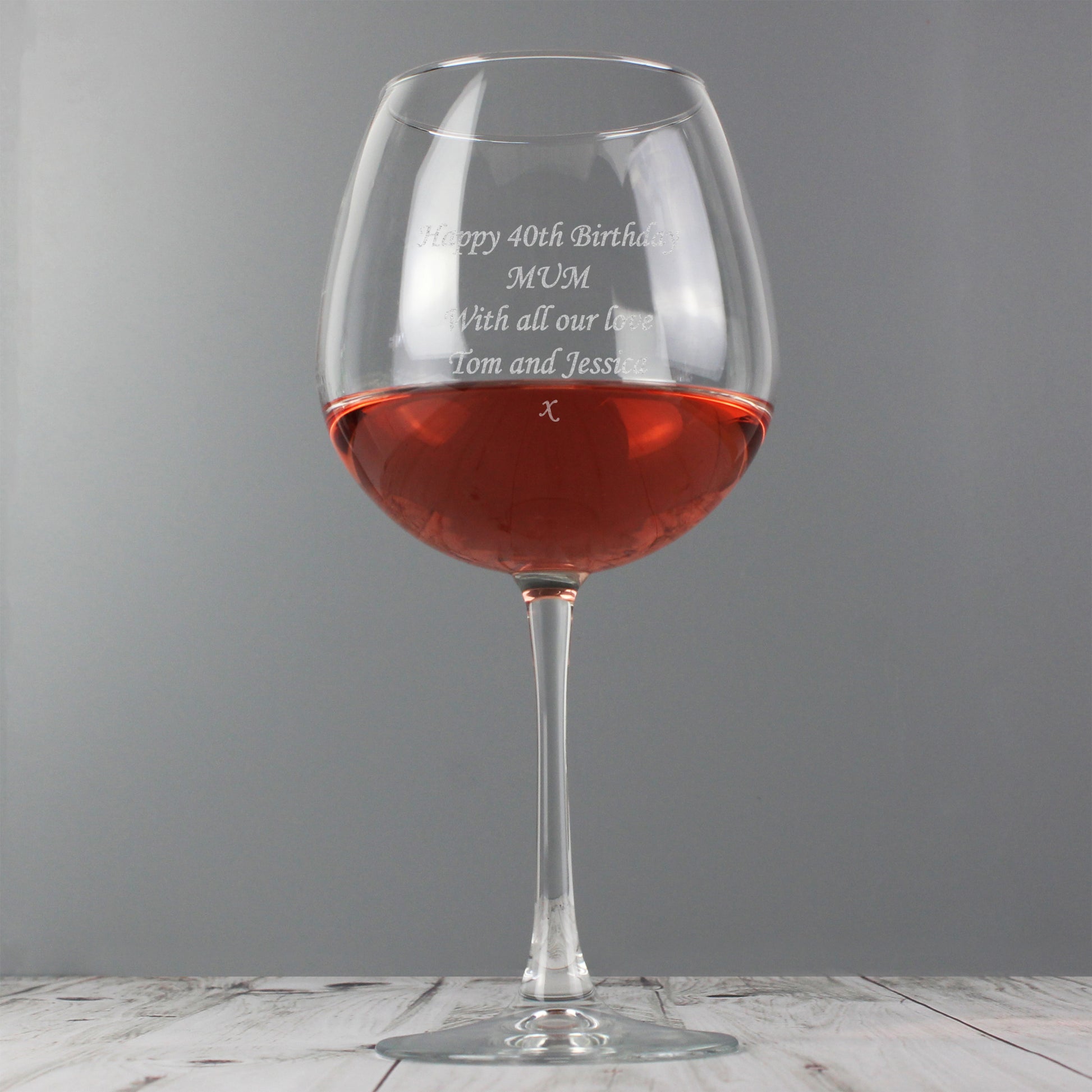 Personalised Bottle of Wine Glass - MK&JD Gifts