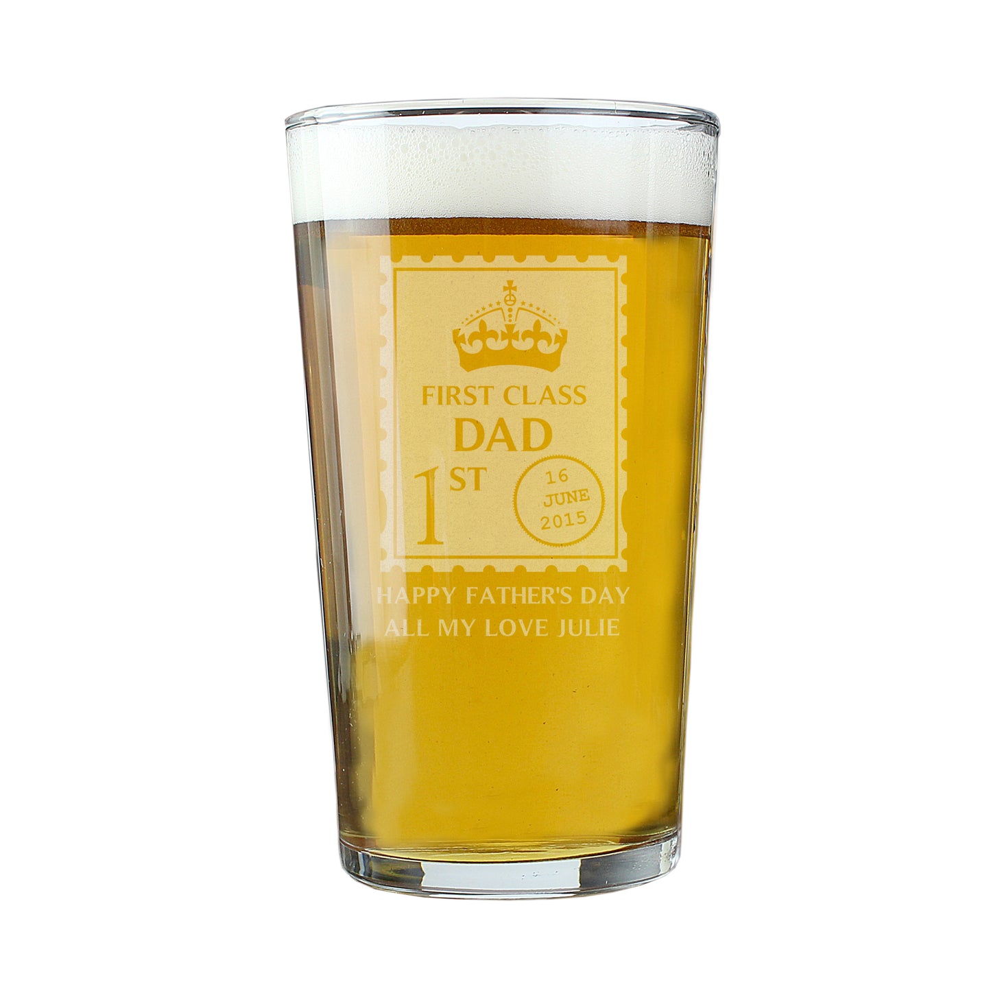 Personalised 1st Class Pint Glass - MK&JD Gifts