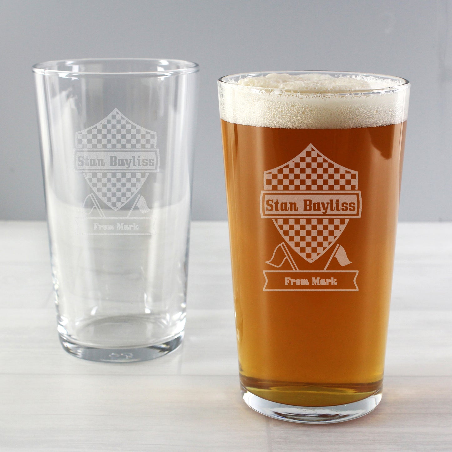 Personalised Formula 1 Pint Glass - MK&JD Gifts