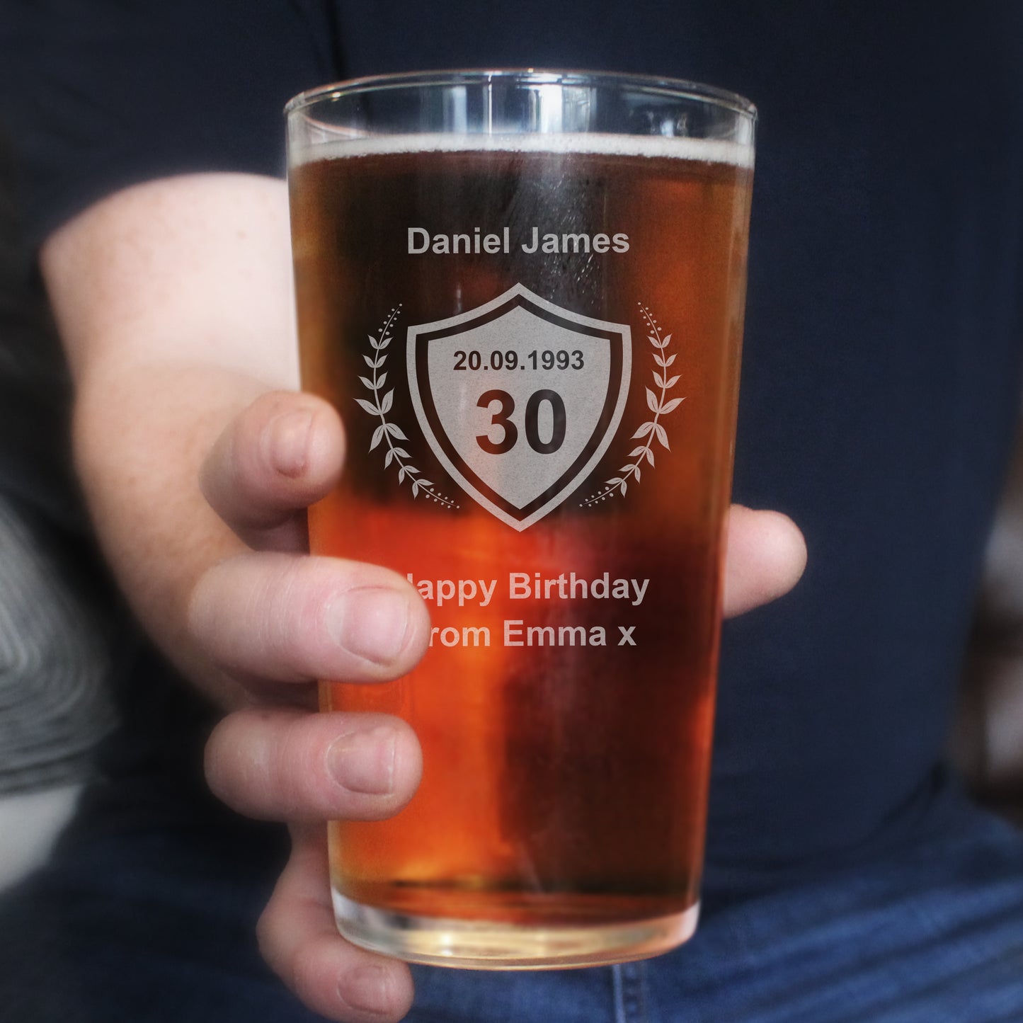 Personalised Age Crest Pint Glass - MK&JD Gifts