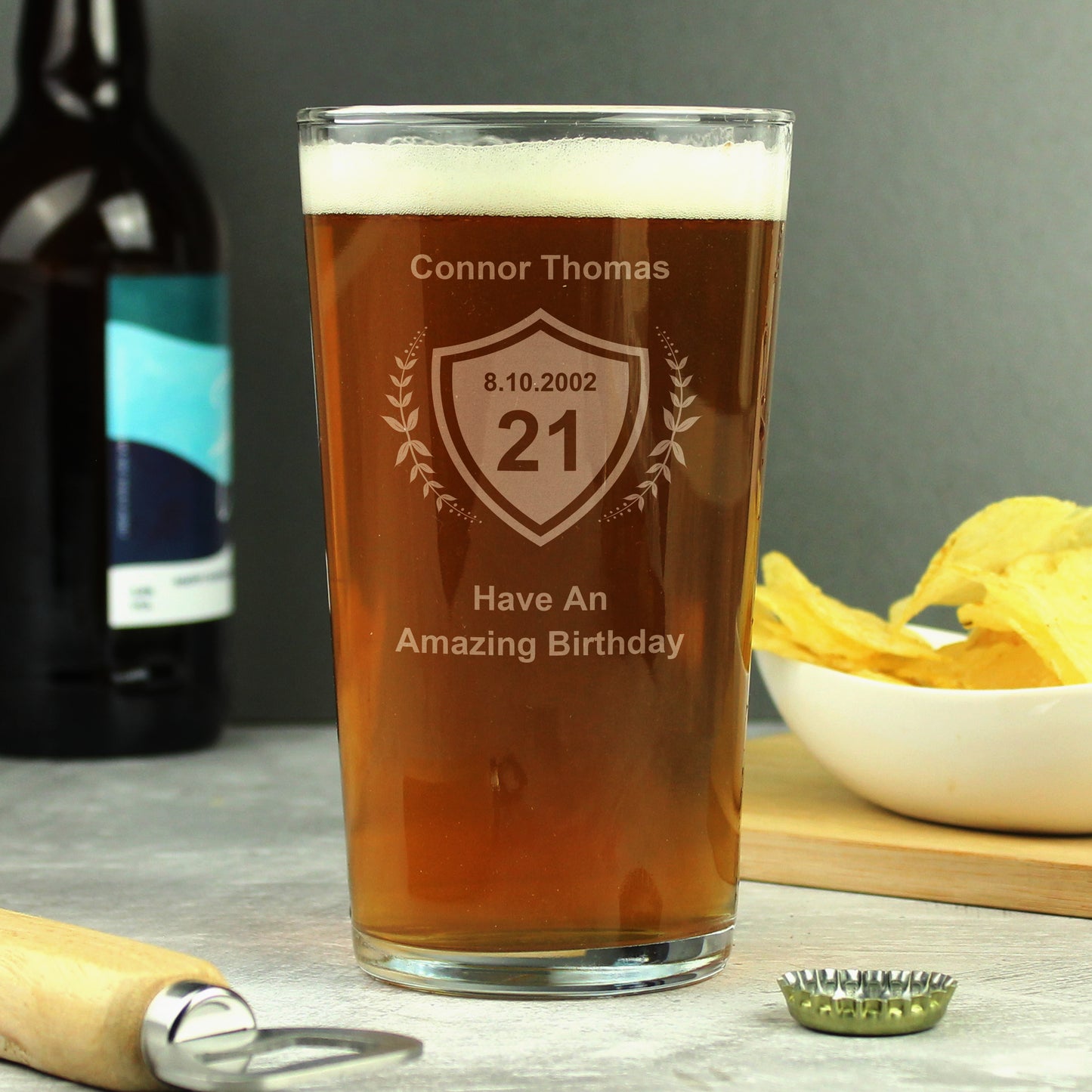 Personalised Age Crest Pint Glass - MK&JD Gifts