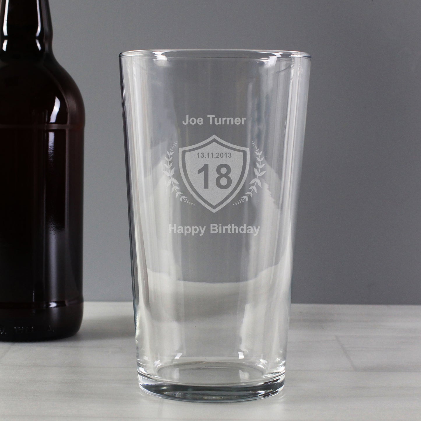 Personalised Age Crest Pint Glass - MK&JD Gifts