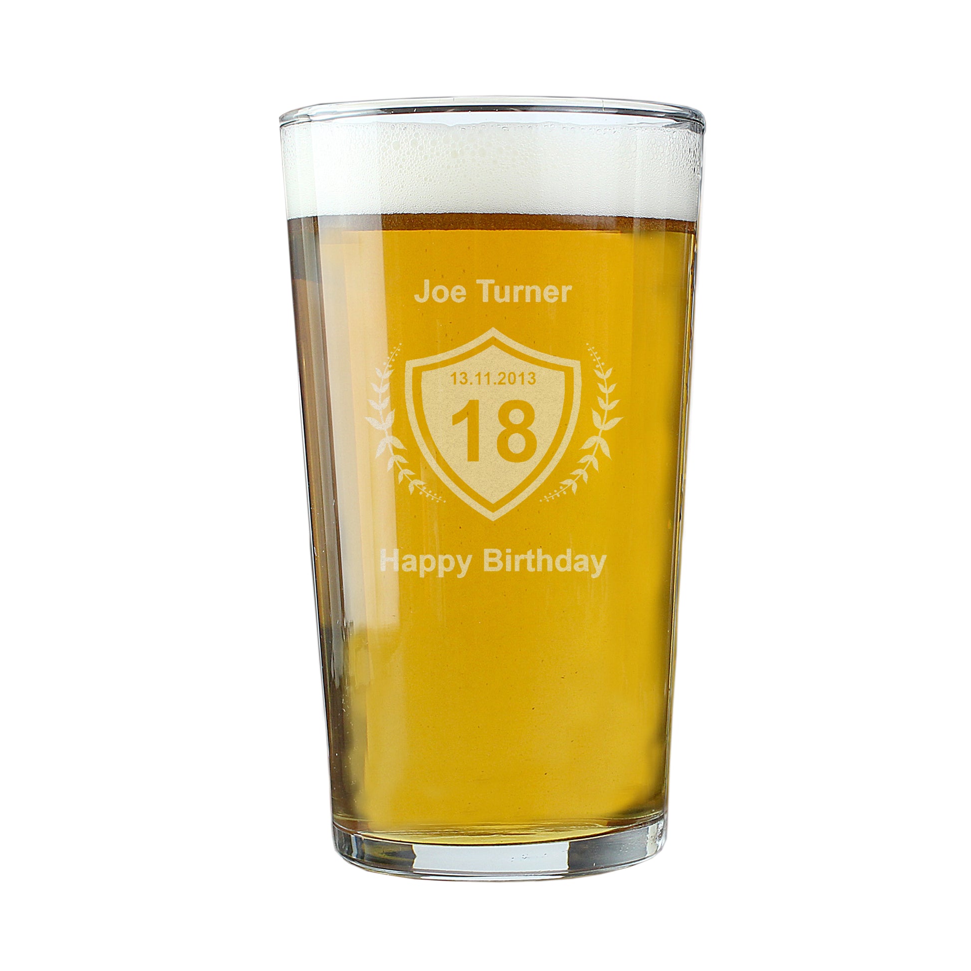 Personalised Age Crest Pint Glass - MK&JD Gifts