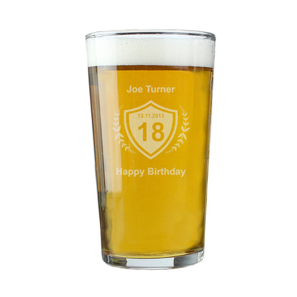 Personalised Age Crest Pint Glass - MK&JD Gifts
