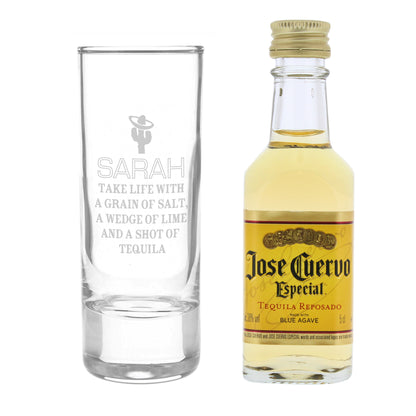 Personalised Tequila Shot Glass and Miniature Tequila - MK&JD Gifts