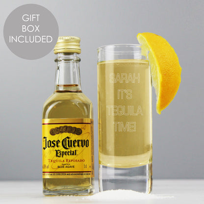 Personalised Shot Glass and Miniature Tequila - Text Only - MK&JD Gifts