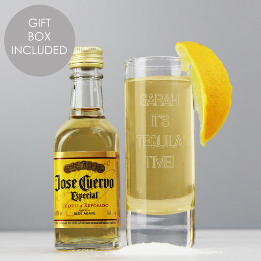 Personalised Shot Glass and Miniature Tequila - Text Only - MK&JD Gifts