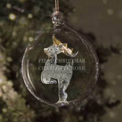 Personalised Glass Reindeer Bauble - MK&JD Gifts