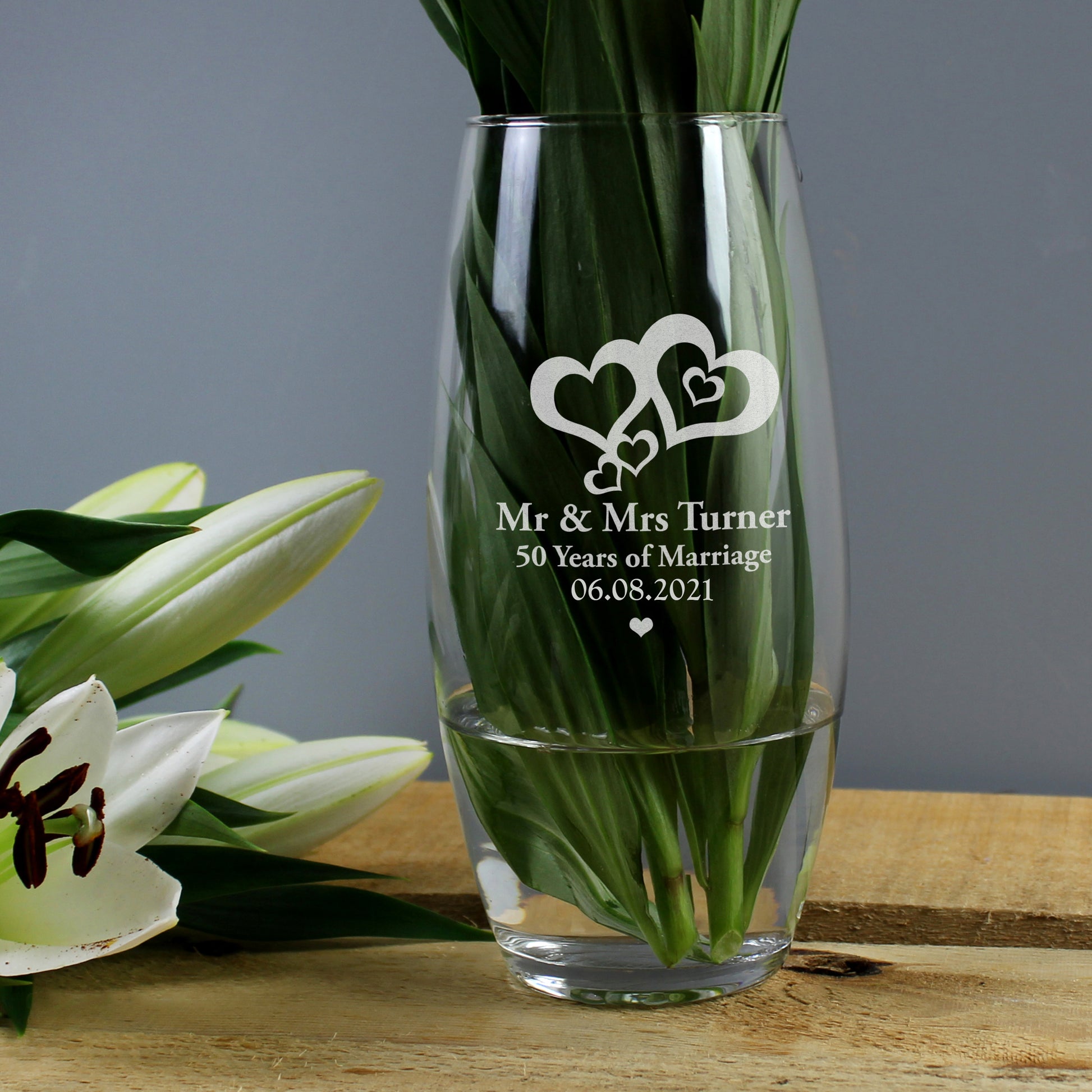 Personalised Love Hearts Bullet Vase - MK&JD Gifts