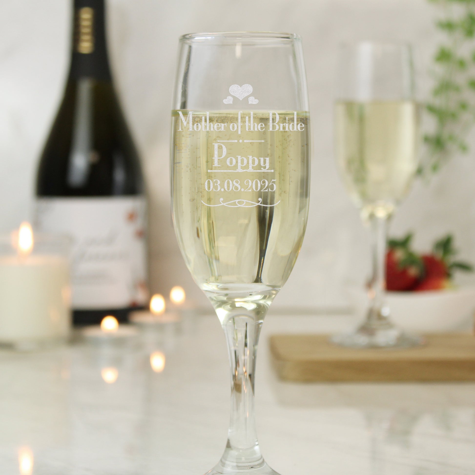 Personalised Decorative Wedding Mother of the Bride Glass Flute - MK&JD Gifts