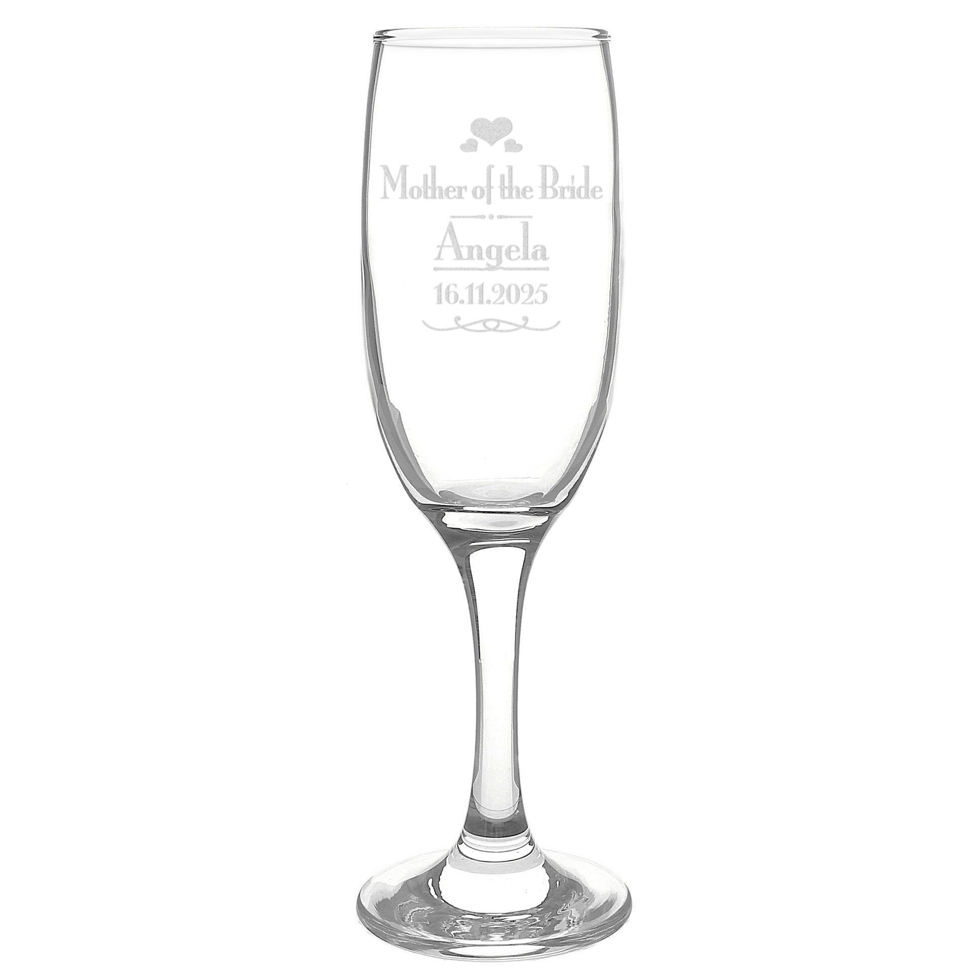 Personalised Decorative Wedding Mother of the Bride Glass Flute - MK&JD Gifts