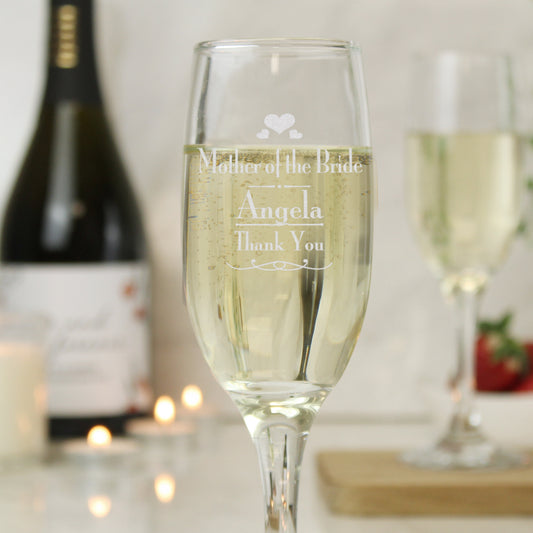 Personalised Decorative Wedding Mother of the Bride Glass Flute - MK&JD Gifts