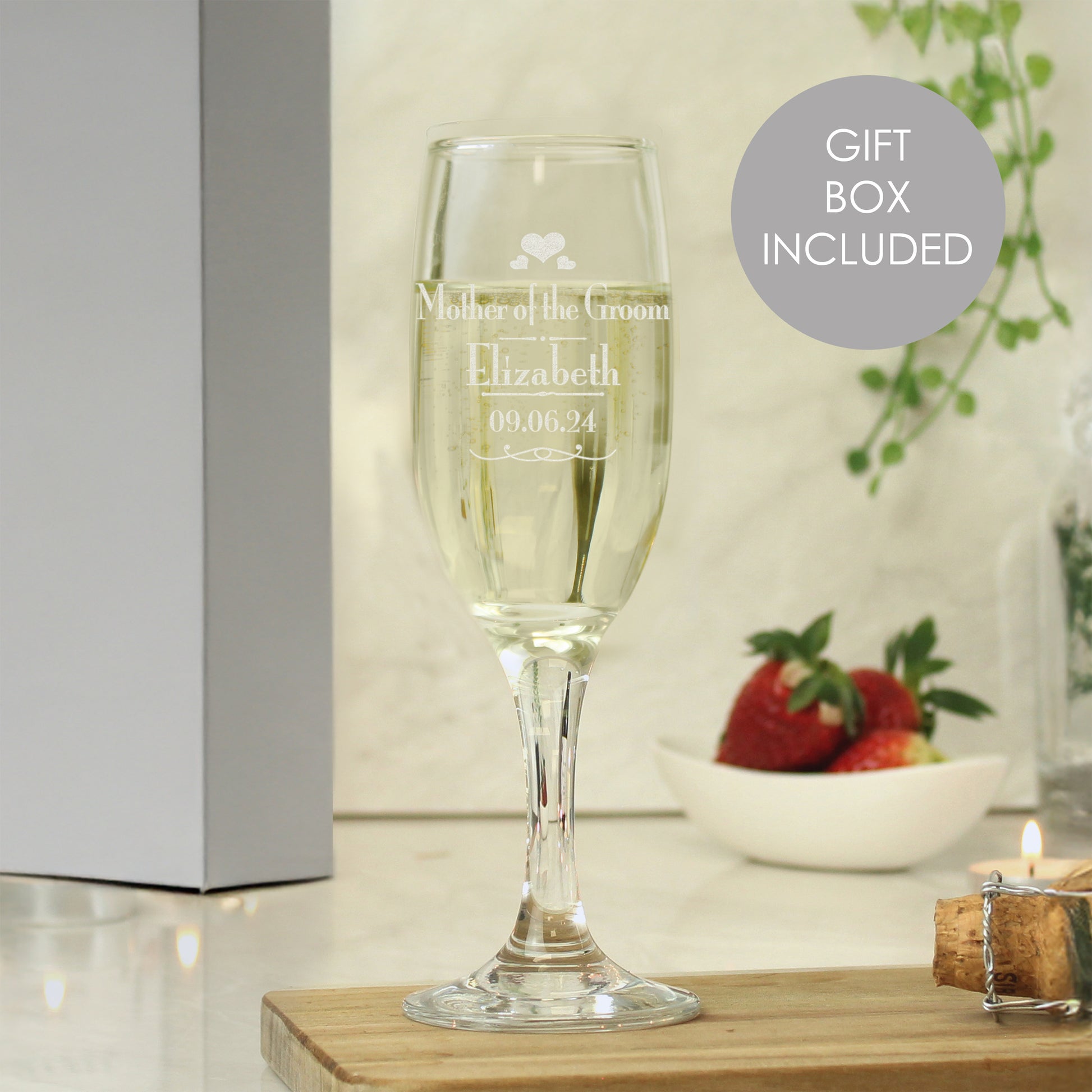 Personalised Decorative Wedding Mother of the Groom Glass Flute - MK&JD Gifts