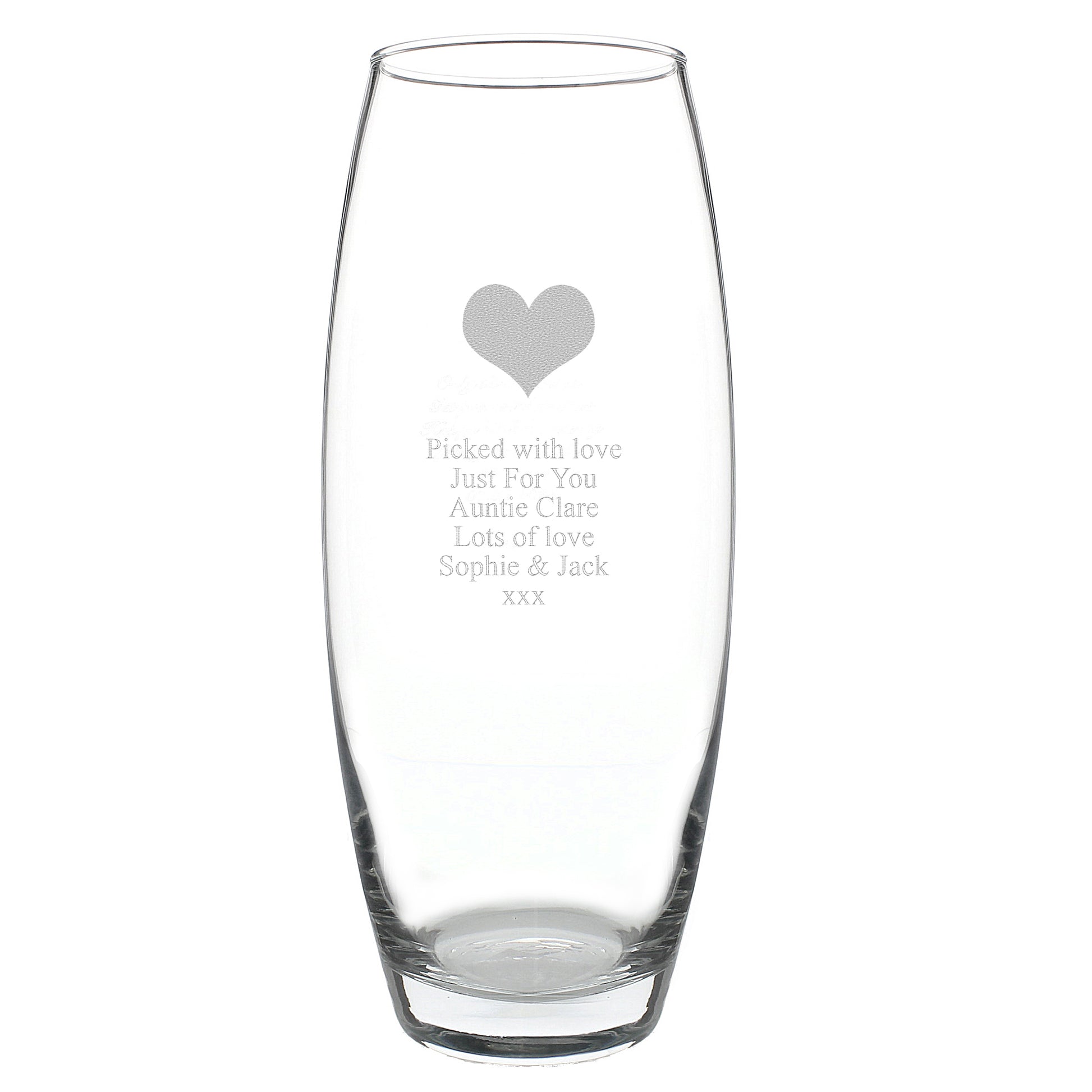 Personalised Heart Bullet Vase - MK&JD Gifts