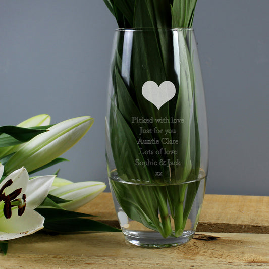 Personalised Heart Bullet Vase - MK&JD Gifts