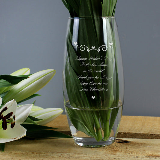Personalised Hearts & Swirls Bullet Vase - MK&JD Gifts