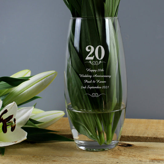 Personalised 20 Years Bullet Vase - MK&JD Gifts