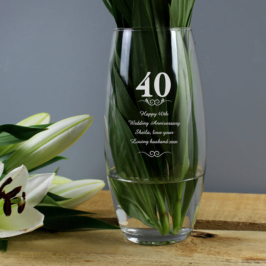 Personalised 40 Years Bullet Vase - MK&JD Gifts