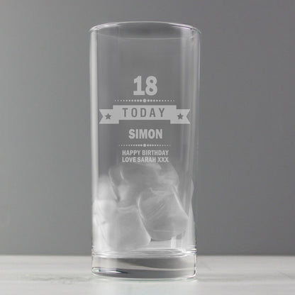 Personalised Birthday Star Hi Ball Glass - MK&JD Gifts