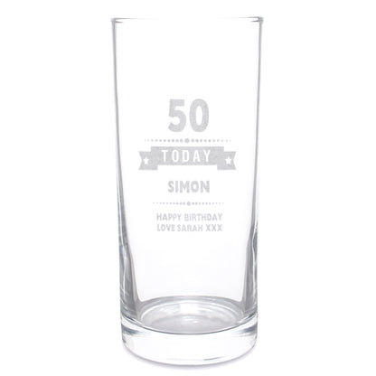 Personalised Birthday Star Hi Ball Glass - MK&JD Gifts