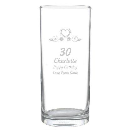Personalised Birthday Craft Hi Ball Glass - MK&JD Gifts