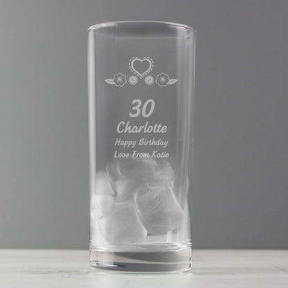 Personalised Birthday Craft Hi Ball Glass - MK&JD Gifts
