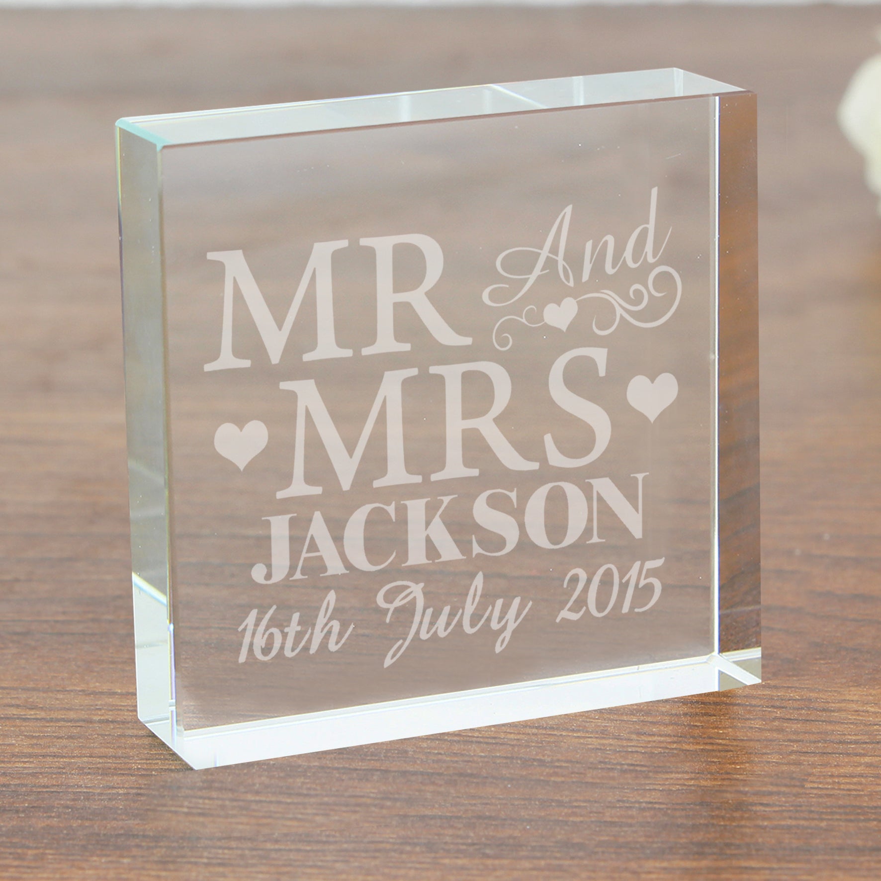 Personalised Mr & Mrs Crystal Token - MK&JD Gifts
