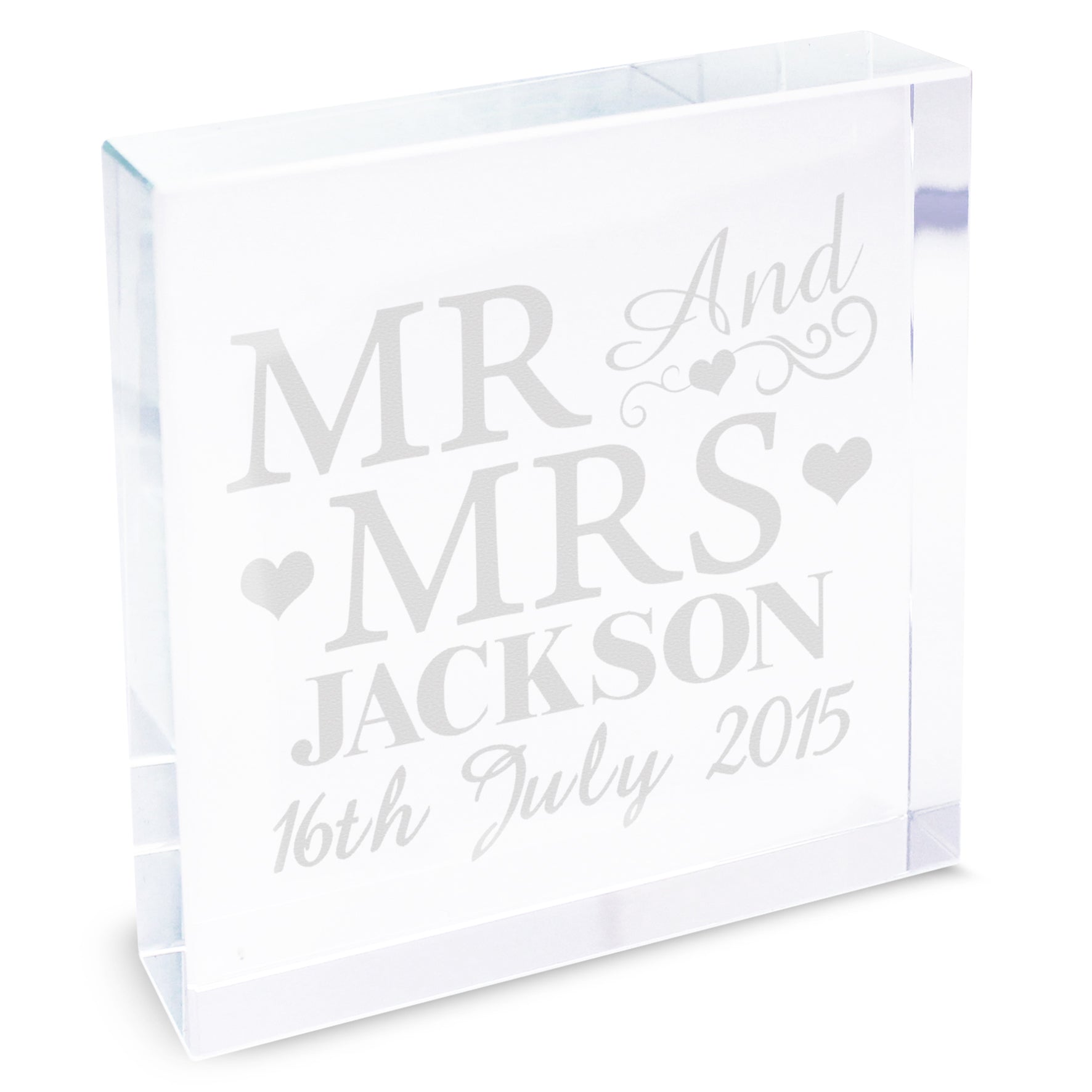 Personalised Mr & Mrs Crystal Token - MK&JD Gifts