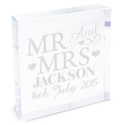 Personalised Mr & Mrs Crystal Token - MK&JD Gifts