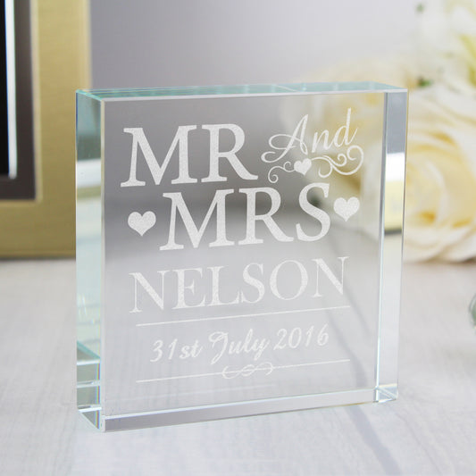 Personalised Mr & Mrs Crystal Token - MK&JD Gifts