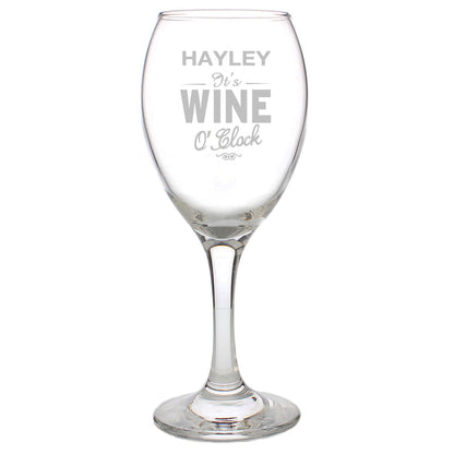 Personalised Wine O'Clock Engraved Wine Glass - MK&JD Gifts