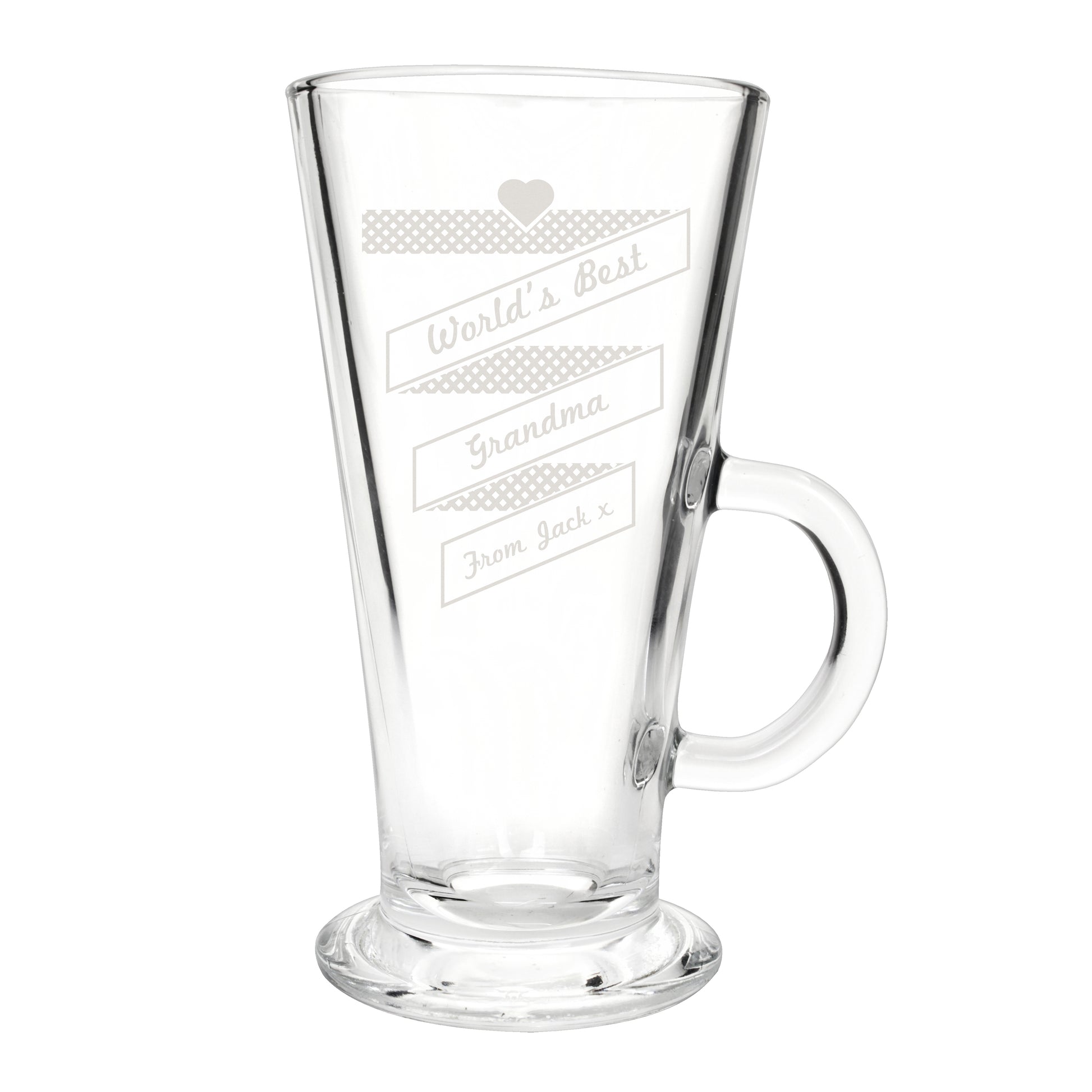 Personalised Heart Banner Latte Glass - MK&JD Gifts