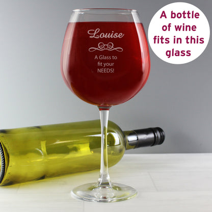 Personalised Decorative Bottle of Wine Glass - MK&JD Gifts