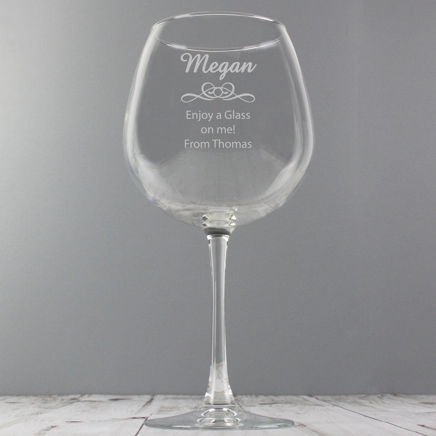 Personalised Decorative Bottle of Wine Glass - MK&JD Gifts