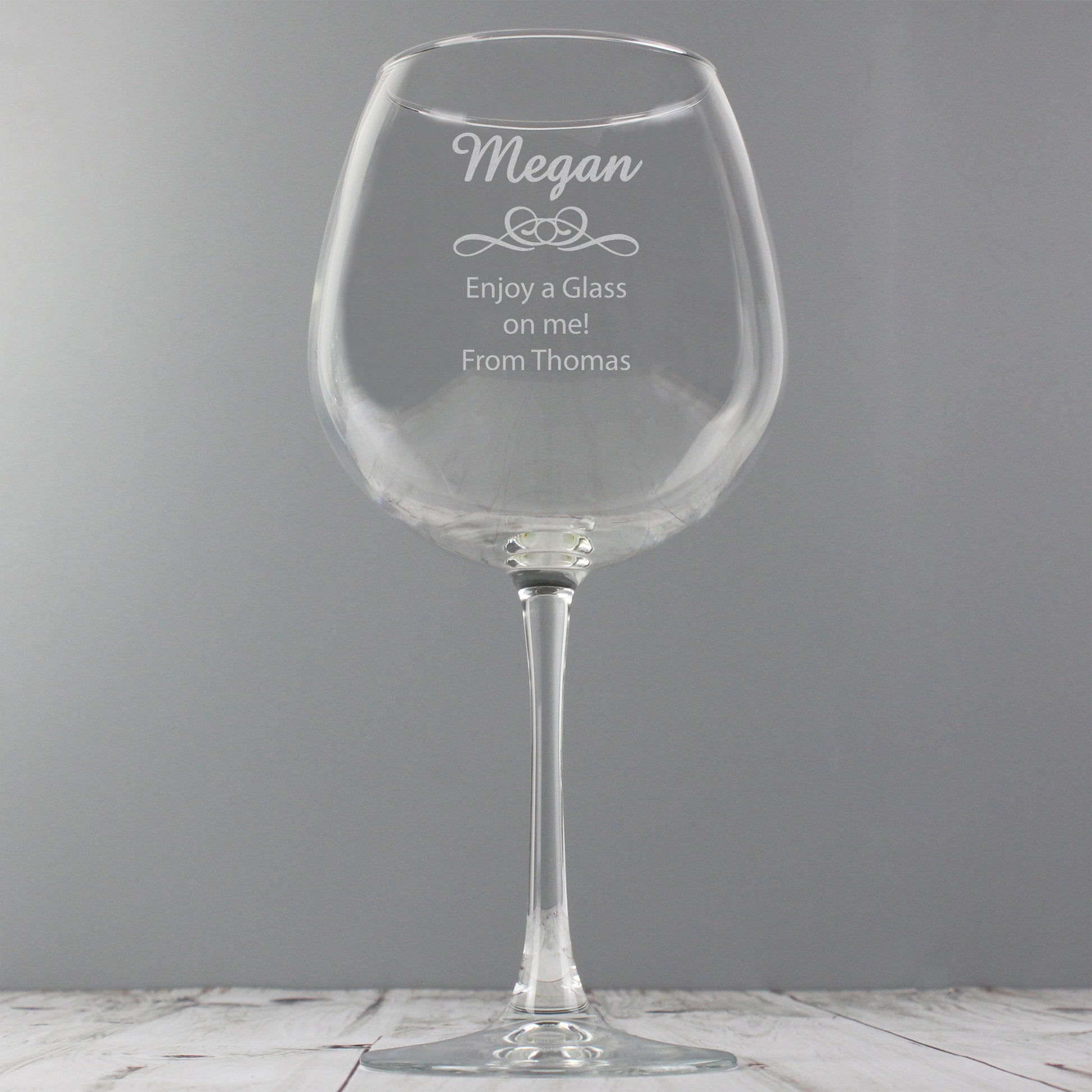 Personalised Decorative Bottle of Wine Glass - MK&JD Gifts