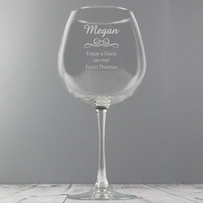 Personalised Decorative Bottle of Wine Glass - MK&JD Gifts