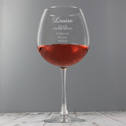 Personalised Decorative Bottle of Wine Glass - MK&JD Gifts