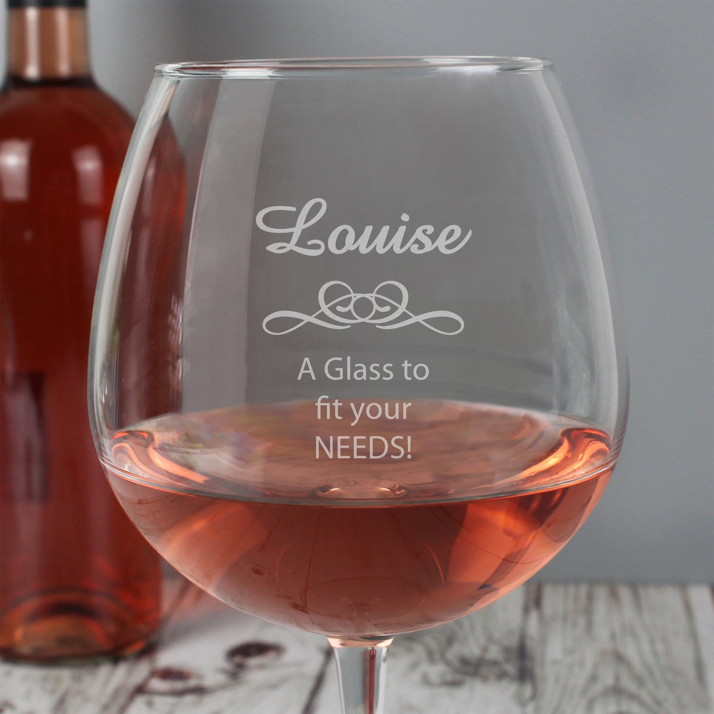 Personalised Decorative Bottle of Wine Glass - MK&JD Gifts