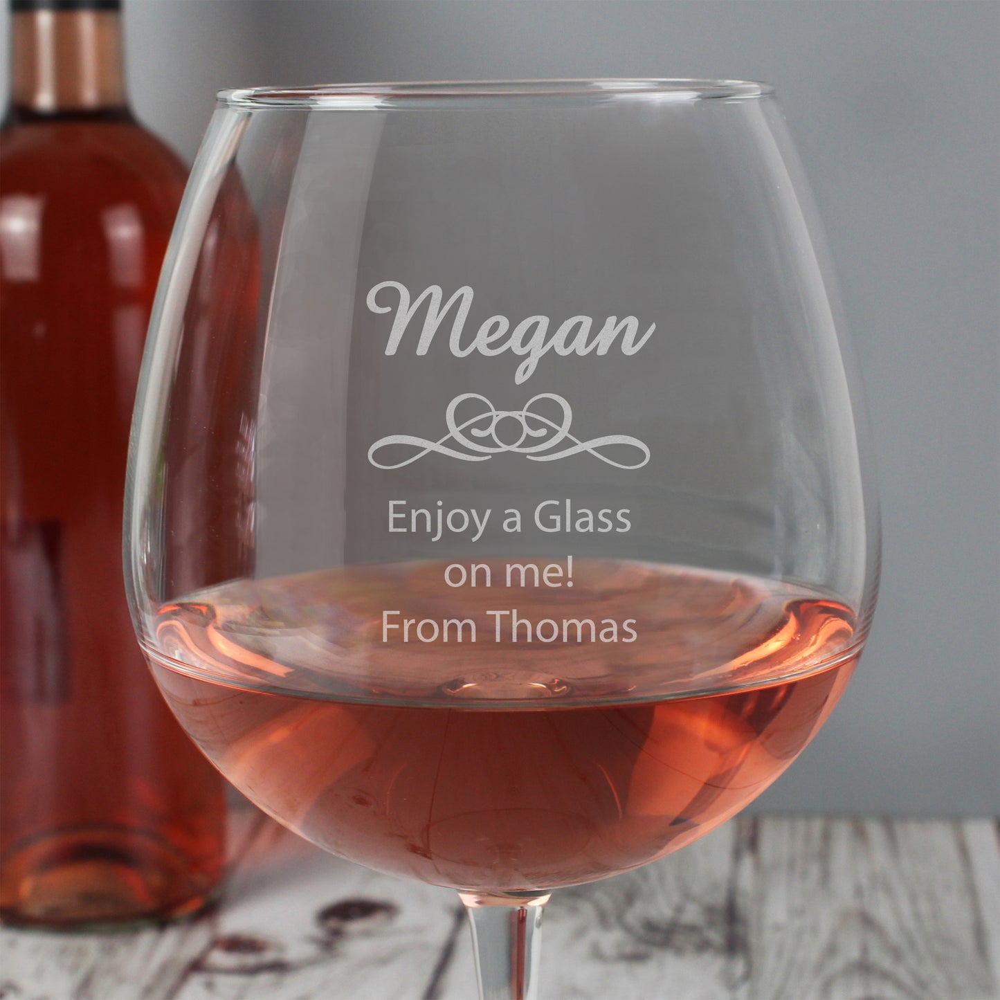 Personalised Decorative Bottle of Wine Glass - MK&JD Gifts